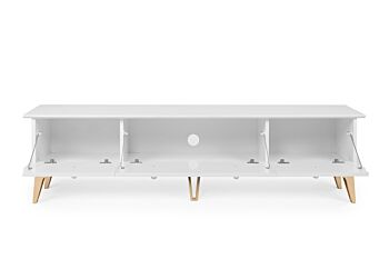 Porta Tv Oslo con 3 ribalte in finitura bianco e oro