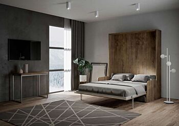 Letto a scomparsa matrimoniale Sofà color Noce, Made in Italy