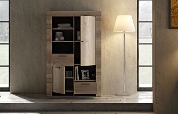 Madia contenitore 2 ante e 2 cassetti stile shabby chic, noce