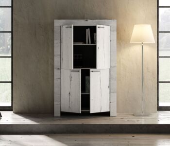 Madia contenitore 4 ante stile shabby chic, rovere neve
