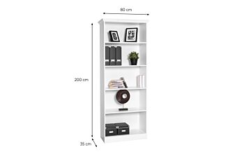 Libreria per ufficio o soggiorno, 4 ripiani in finitura bianco
