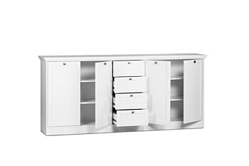 Madia, credenza con 4 ante e 4 cassetti finitura bianca opaca