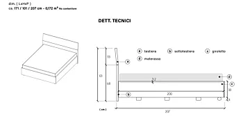 Letto matrimoniale moderno, finitura Mercure, 160x195
