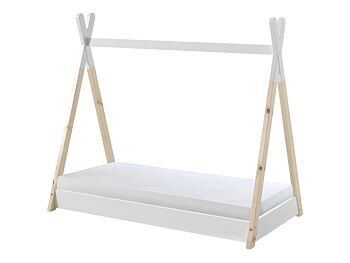 Lettino montessoriano bambini 70x140, Pino naturale e Bianco laccato