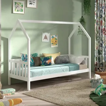 Letto montessoriano a casetta, 208x169x98 h cm, color Bianco