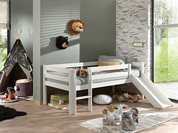 Camerette con scivolo, lettino per bambini con scivolo, Grigio laccato