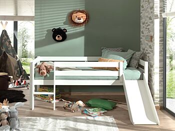 Camerette con scivolo, lettino per bambini con scivolo, Grigio laccato