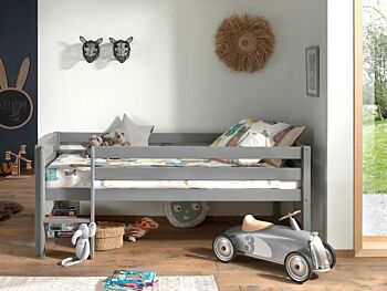 Lettino per bambini con scaletta, Bianco laccato