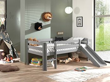 Camerette con scivolo, lettino per bambini con scivolo, Grigio laccato
