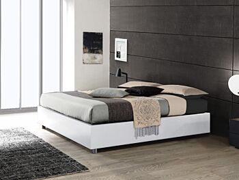 Letto sommier matrimoniale contenitore, finitura Bianco luce