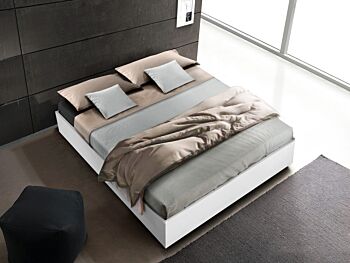 Letto sommier matrimoniale contenitore, finitura Bianco luce