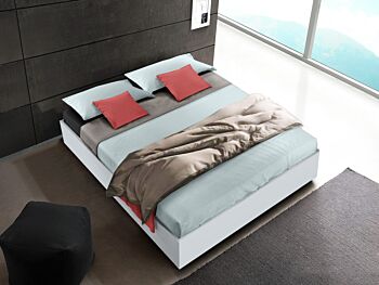 Letto sommier matrimoniale contenitore, finitura Grigio alluminio