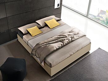 Letto matrimoniale contenitore sommier, finitura Nocciola