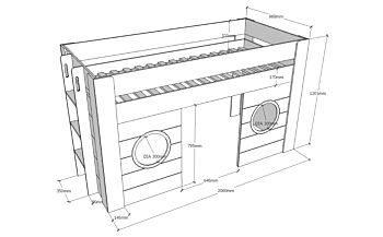 Letto soppalco per bambini, bianco laccato
