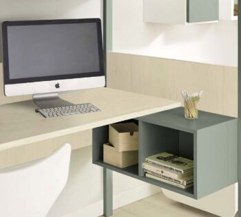 Letto soppalco con scrivania, finitura Natural wood e Agave