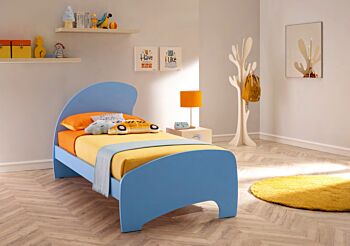 Letto singolo Alfie con testata e pediera Moretti Compact, finitura Cielo