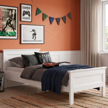 Letto singolo Milk per camerette in finitura Bianca, 90 x 200