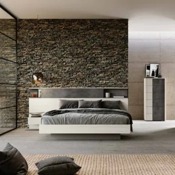 Letto matrimoniale contenitore, Bianco altea e Ardesia scura