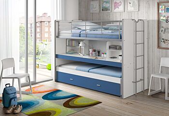 Letto castello con scrivania, 3 posti, disponibile in 7 colori