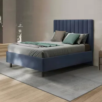 letto blu velluto matrimoniale