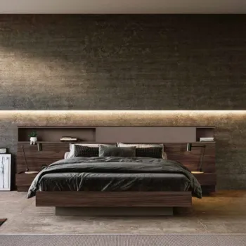 Letto matrimoniale contenitore, Bronzo e Noce moro, L.300