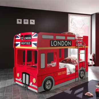 Lettino castello design bus londinese, Rosso, Grigio e Nero, a prezzo scontato