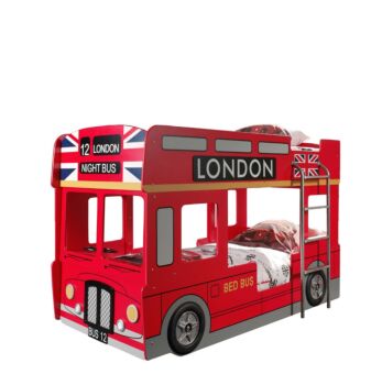 Lettino castello design bus londinese, Rosso, Grigio e Nero, a prezzo scontato
