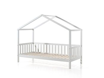 Letto montessoriano pino massello, design a casetta, disponibili 3 finiture
