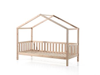 Letto montessoriano pino massello, design a casetta, disponibili 3 finiture