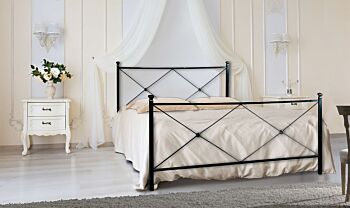 Letto in ferro Alumel matrimoniale, finitura Nero grafite