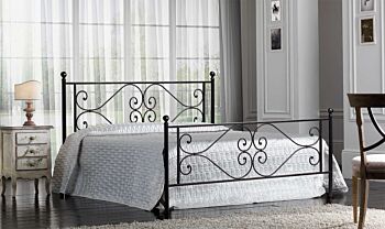 Letto matrimoniale in ferro Nak, finitura Nero grafite