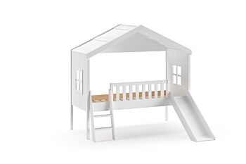 Letto a casetta con scivolo e finestre, scontato del 70%