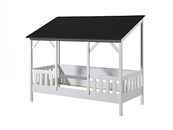 Letto montessoriano singolo con tetto, finitura Bianco laccato