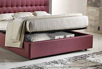 Letto contenitore matrimoniale in ecopelle Ciclamino