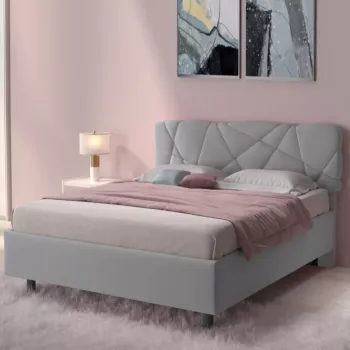 letto imbottito grigio matrimoniale