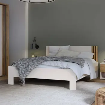 Camera da letto moderna in finitura Sabbia e Rovere