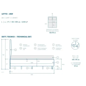 letto in velluto blu scontato