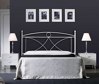 Letto in ferro Calamina matrimoniale, finitura Bianco