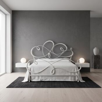 Letto in ferro + rete e materasso, 160x190, Bianco satinato