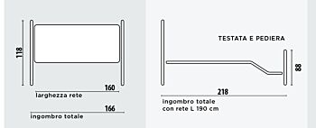 Letto matrimoniale in ferro con rete e materasso, 160x190, Nero Argento