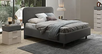 Camera matrimoniale Bronzo con letto in tessuto, collezione Mondo Zenzero Shop