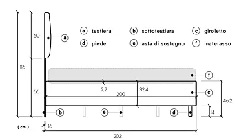 Camera matrimoniale con armadio scorrevole, letto imbottito e comodini