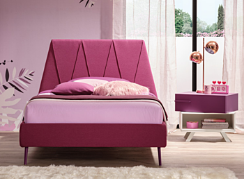 Letto singolo Peak Poly imbottito in tessuto VL14, Moretti Compact