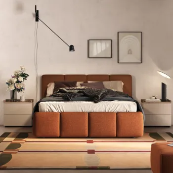 Letto matrimoniale bouclè Terracotta, 160x195