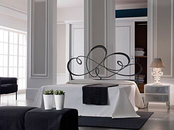 Letto matrimoniale grigio polvere in ferro