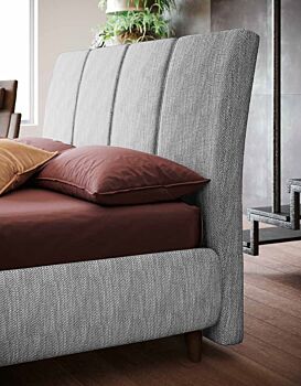 Letto matrimoniale Grigio in tessuto, con testata retrofinita