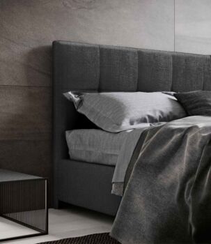Letto king size matrimoniale Carbone imbottito, testata retrofinita