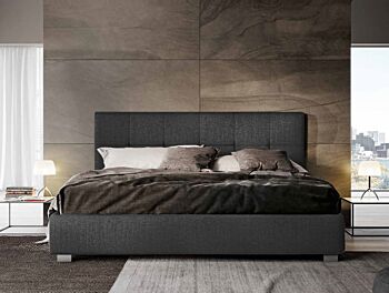Letto king size matrimoniale Carbone imbottito, testata retrofinita