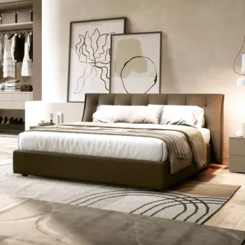 letto con cassettone marrone