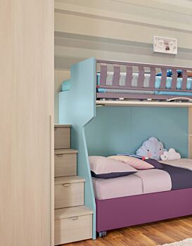Letto sommier con ruote Moretti Compact, 80x200, finitura lampone